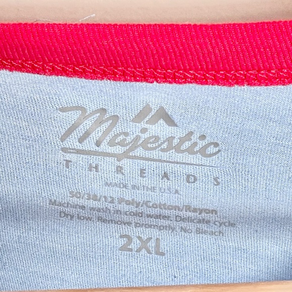 NEW Majestic Threads MLB Chicago Cubs Light Blue Ringer T Shirt Adult 2XL - Picture 10 of 10